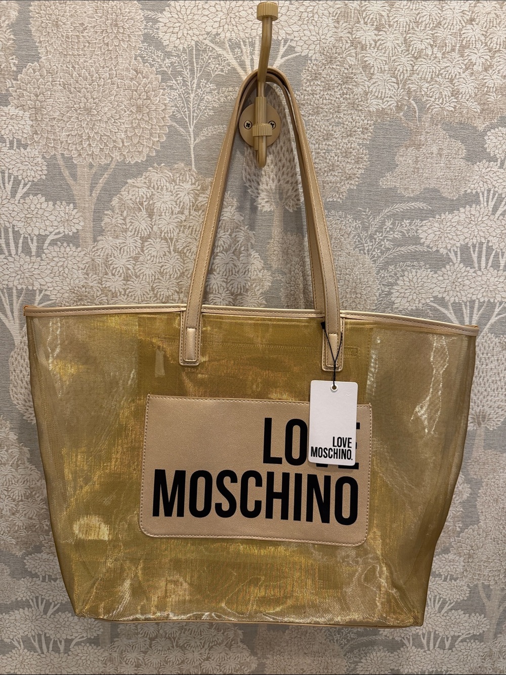 Love Moschino Metallic Gold Mesh Tote
